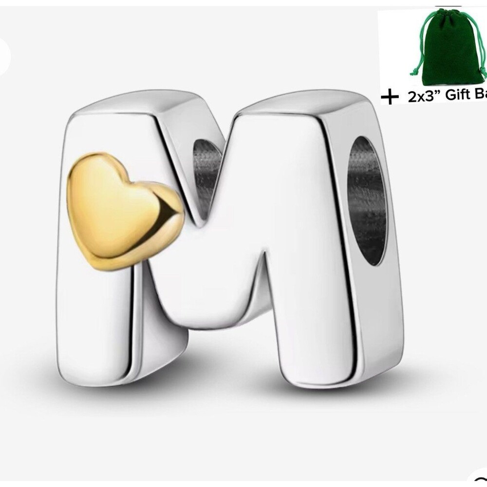 Letter M Charm Bead | 925 Silver | Brand New